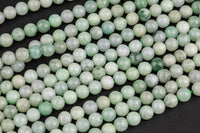 Natural Soft Green Burmese Jade Burma Jade 4mm 6mm 8mm 10mm 12mm Soft Green Pale Polished Round Beads 15.5" Strand Gemstone Beads