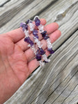 Amethyst and Clear Quartz Stretchy String Bracelet Natural Gemstone Bracelets Handmade Jewelry