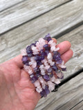 Amethyst and Rose Quartz Stretchy String Bracelet Natural Gemstone Crystal Bracelets G42 Handmade Jewelry Bracelet Crystal Bracelet