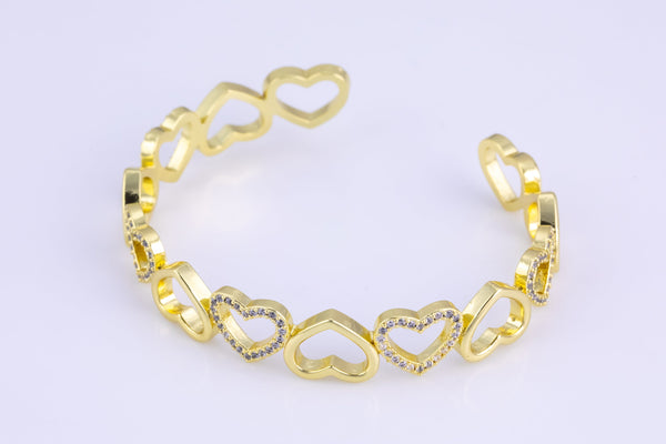 1 pcs 18kt Heart CZ Gold Bracelet, Marine Bracelet, Stacking Bracelets, Bracelet Bangle, Gold Plated Bracelets