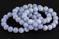 Natural Bracelets Blue Laced Agate Chalcedony- 10mm- 7-8 inch Bracelets AAA Quality Gemstone Beads