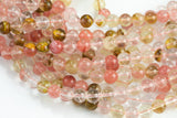 Strawberry Quartz, High Quality in Smooth Round-6mm, 8mm, 10mm, 12mm- Wholesale Bulk or Single Strand! AAA Quality Gemstone Beads