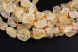 Natural Citrine - New Organic Cut Matte Rough Raw Unpolished Beads 15.5" Strand Gemstone Beads- 22x24mm