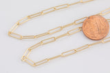 18K Gold Paperclip Chain 4x12mm Triangular Wire Oval Rectangle Paper Clip Chain - 1 yard / 3 feet