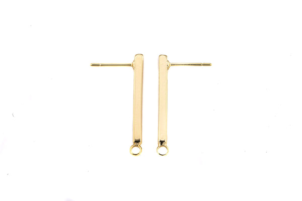 4pcs 14k Gold Plated Earring Sticks Bars Earring Findings 26mm 29mm