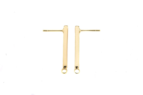 4pcs 14k Gold Plated Earring Sticks Bars Earring Findings 26mm 29mm