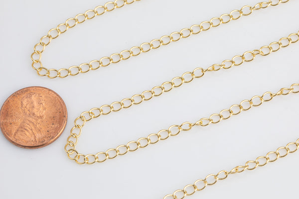 Gold Extender Chain Chain used for extender chains - Strong soldered links -2mm 3mm 4mm 1 yard