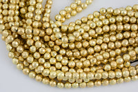 Matte Medium Gold Hematite Faceted Round Beads Loose Gemstone Beads - Natural Hematite Light Gold Plated - 8mm 10mm 12mm Full Strand 16"