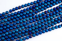 Natural DRUZY AGATE Beads-- Metallic Blue- 8mm, 10mm, 12mm. Full 15.5 inch strand Gemstone Beads