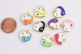 2pc Gold Enamel Heart Yin Yang Charms Pendant Charm Pendant 15x16mm