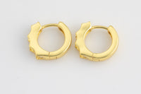 16mm 18kt Gold Huggie Hoops- 16mm CZ Hoop Earring with CZ Set- 1 pair per order Huggies