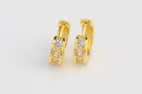 16mm 18kt Gold Huggie Hoops- 16mm CZ Hoop Earring with CZ Set- 1 pair per order Huggies