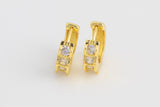 16mm 18kt Gold Huggie Hoops- 14mm CZ Hoop Earring with CZ Set- 1 pair per order Huggies