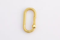 1 pc Dainty Gold Spring Gate Ring, Push Gate ring Charm Holder 14K Gold Clasp for Charm Holder Connector-10x20mm- Oval