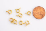 Spring Ring Clasps- Gold Plated- 8 pcs per order - 6mm 7mm