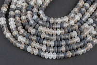 Natural Cloudy Quartz High Quality in 8mm Matte Roundel- Full 15.5 Inch Strand Smooth Gemstone Beads