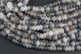 Natural Cloudy Quartz High Quality in 8mm Matte Roundel- Full 15.5 Inch Strand Smooth Gemstone Beads