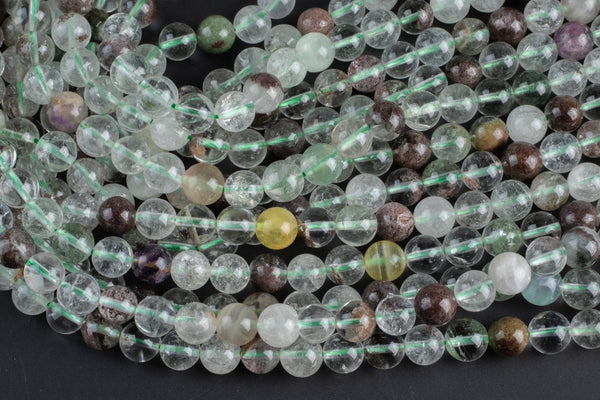 Natural Phantom Quartz Round 6mm 8mm 10mm 12mm - Super High Quality 16" Gemstone Beads