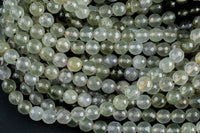 Natural Green Rutilated Quartz, Faceted Round Round,6mm, 8mm, 10mm, 12mm- Full 15.5 Inch Strand Gemstone Beads