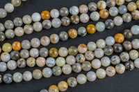 Natural Bamboo Agate, High Quality in Round- 6mm, 8mm 10mm, 12mm -Full Strand 15.5 inch Strand Smooth Gemstone Beads