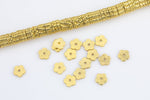 6mm 8mm 10mm Gold Plated Flower flat disc beads spacers - Brushed Disk heishi spacers beads jewelry making - 220 beads