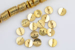 18K Brushed Gold Plated Copper gold Wavy disc beads spacers - Brushed Disk heishi Wavy Disc spacers beads jewelry making - 220 beads