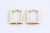 2 pcs 18k Gold Earrings Bold CZ rectangle hoop earrings / minimalist earrings gift - 12x15mm- 2 pcs per order