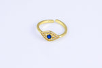 Dainty Evil Eye Stacking Ring, Gold Minimalist Ring, Simple Open Ring, Thin Adjustable Ring, Amulet Jewelry Delicate Ring, Gift for her