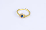 Dainty Evil Eye Stacking Ring, Gold Minimalist Ring, Simple Open Ring, Thin Adjustable Ring, Amulet Jewelry Delicate Ring, Gift for her