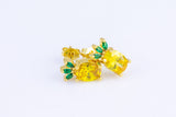 18kt Gold Stud Pineapple CZ Earring- 2 pcs per order