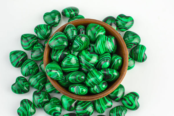 1 Pc Malachite Heart Shaped Healing Stones Gemstone Hearts Healing Stones-15mm- .5 inches