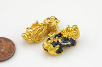 Pixiu Beads - Gold or Silver-Smaller Size 10x25mm - Chinese mystical animal with dragon head lion body