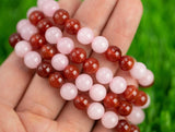 Carnelian Bracelet Rose Quartz 8mm Stretchy String Bracelet 8mm Natural Gemstone Bracelets Pre-charged Handmade Jewelry