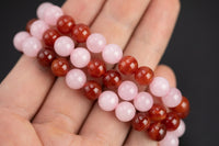 Carnelian Bracelet Rose Quartz 8mm Stretchy String Bracelet 8mm Natural Gemstone Bracelets Pre-charged Handmade Jewelry