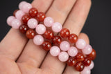 Carnelian Bracelet Rose Quartz 8mm Stretchy String Bracelet 8mm Natural Gemstone Bracelets Pre-charged Handmade Jewelry