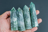 1 Pc Natural Moss Agate Obelisk Tower Point wand healing crystal