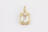 1 pc 18k Gold Emerald Shape Charms- Assorted Colors- 12x20mm