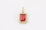 1 pc 18k Gold Emerald Shape Charms- Assorted Colors- 12x20mm