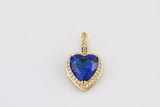 1 pc 18k Gold Heart Shape Charms- Assorted Colors- 13x20mm
