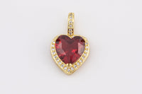 1 pc 18k Gold Heart Shape Charms- Assorted Colors- 13x20mm