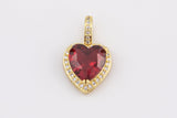 1 pc 18k Gold Heart Shape Charms- Assorted Colors- 13x20mm