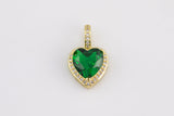 1 pc 18k Gold Heart Shape Charms- Assorted Colors- 13x20mm