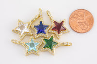 1 pc 18k Gold Star Shape Charms- Assorted Colors- 16x23mm