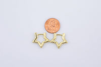 2pc 18kt Gold Earrings Hoop Star Earrings- 2 pcs Per order- 21mm