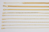 16" 14k Gold Anti-Tarnish Gold Necklace Flat Cuban Curb Singapore Chain Chains Finished necklace chain with extender ready to wear