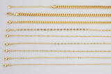 16" 14k Gold Anti-Tarnish Gold Necklace Flat Cuban Curb Singapore Chain Chains Finished necklace chain with extender ready to wear