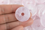 Natural Rose Quartz Donut Circle Pi Stone Pendant