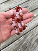 Rose Quartz and Carnelian Chip Bracelet Stretchy String Bracelet Natural Gemstone Bracelets Crystal Bracelet