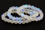 Clear Mystic Aura Quartz Matte Bracelet Matte Round Size 8mm 10mm 7-7.5" Length Bracelet Crystal Bracelet