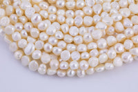 White Fresh Water Pearl Center Drill Nugget Beads 7-8mm 15" Strand